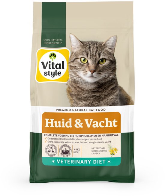 Vitalstyle Huid & Vacht Kattenvoer - 2 x 3,5 kg - Voordeelverpakking