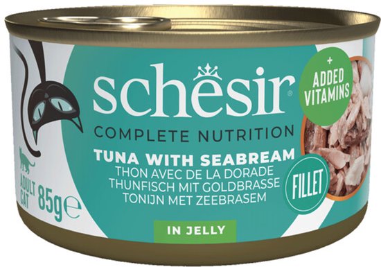 Schesir Katten Natvoer Blik Tonijn en Zeebrasem - 12 x 85 gr - Voordeelverpakking