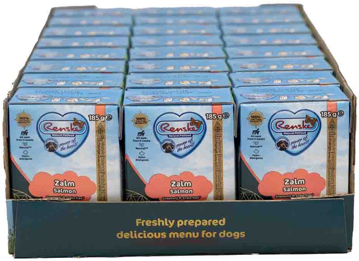 24x Renske Vers Graanvrij Tetra Hondenvoer Nat Zalm 185 gr