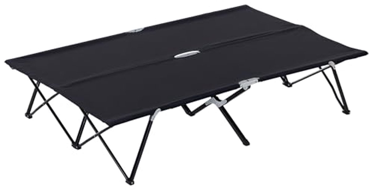 Outsunny Tweepersoons campingbed, campingbed, opvouwbaar, zonnebank, buitenterras, slaapbed, superlicht met draagtas (zwart)