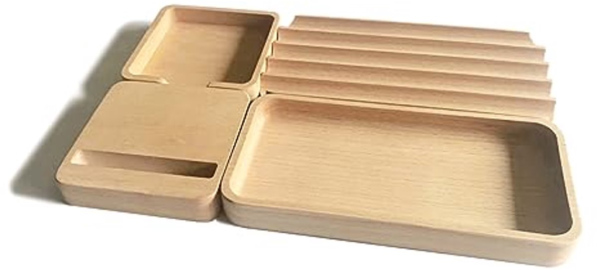 Houten Puzzle Desk Organizer Set van 4 - Multifunctioneel en Ruimtebesparend
