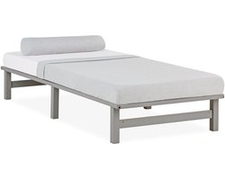 Homestyle4u Palletbed - 90x200 cm - Houten bed - Grijs