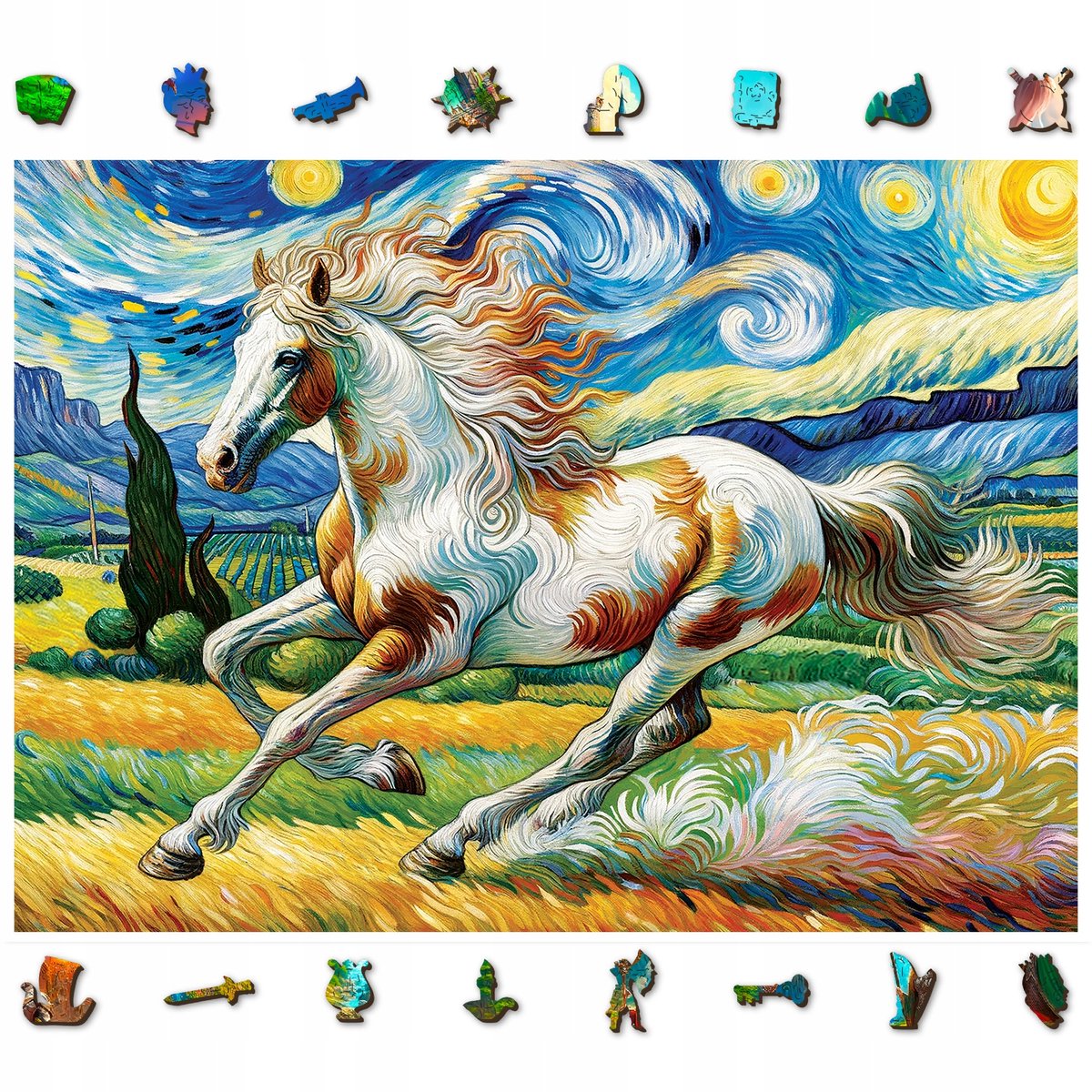 Wooden City Snel Paard Houten Puzzel 1010 Stukjes met Figuren