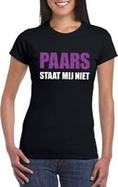 Paars staat mij niet tekst t-shirt zwart voor dames - dames fun shirts XS