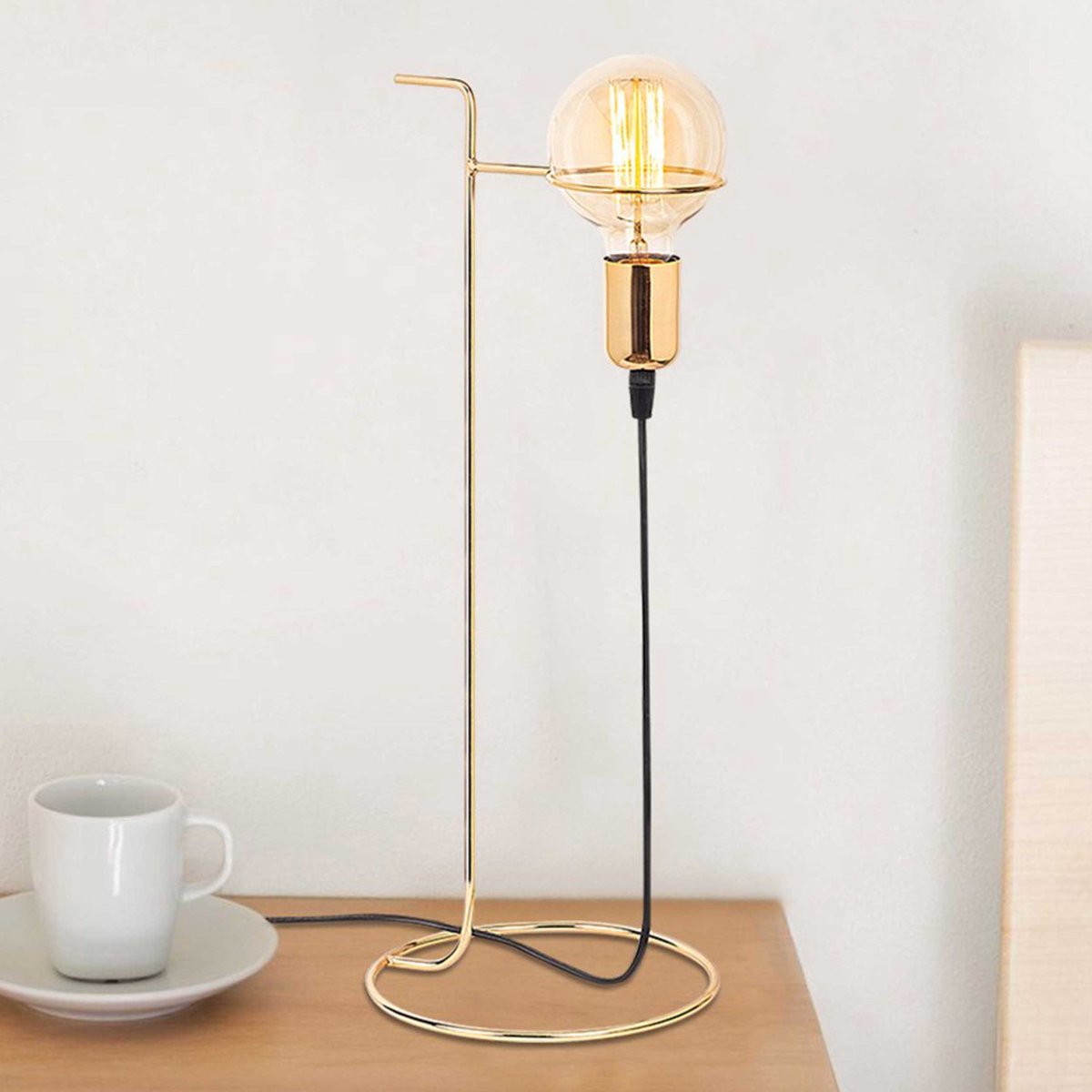 Opviq Tafellamp Goud | Metalen Lamphuis, 19x19 Cm, 51 Cm Hoogte - Emob - Tafellampen - Goud - Metaal