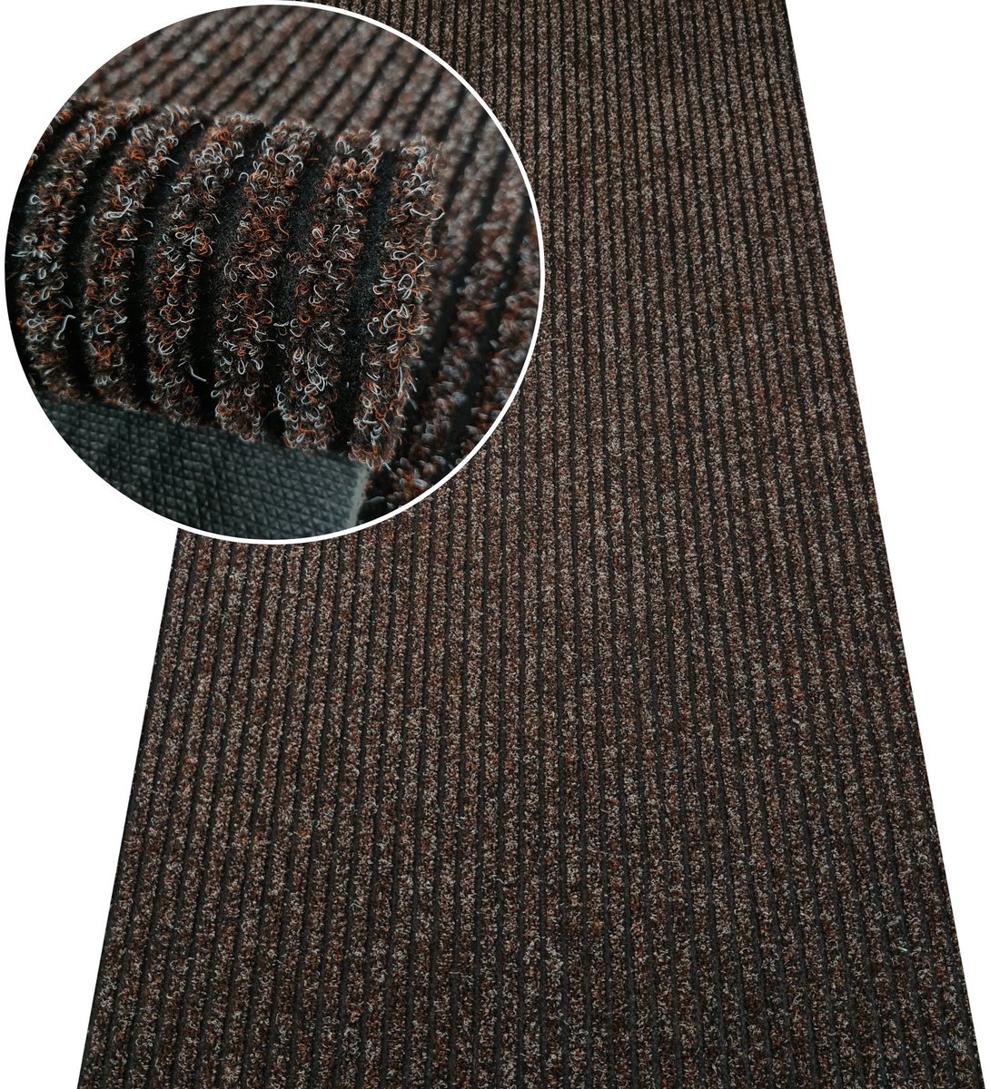 Merkloos Bruine instapmat op maat, 80 cm breed, anti-slip