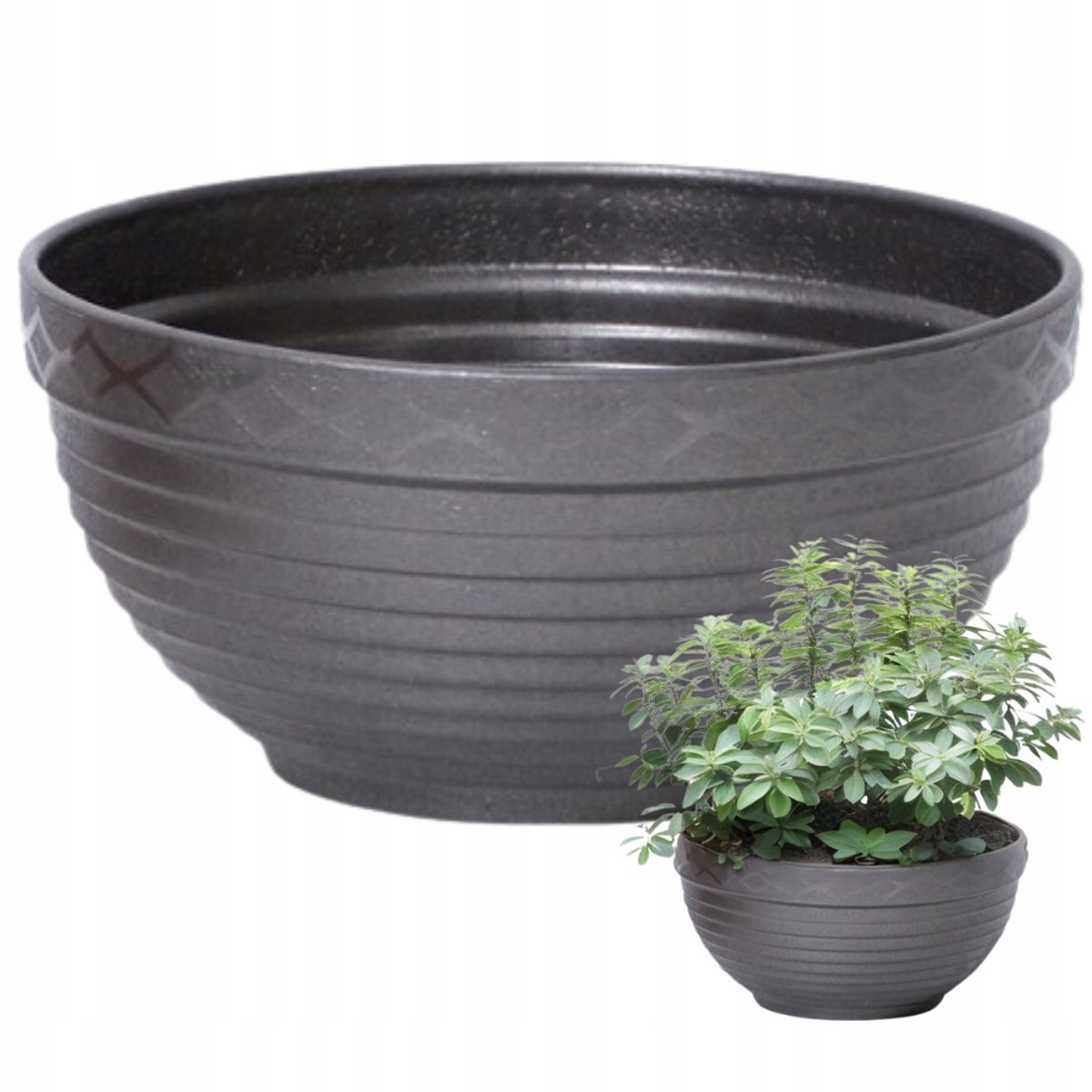 Grijze Matten Ronde Plantenbak 34cm - Duurzaam en Weerbestendig