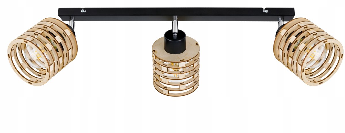 Loft Plafond Lamp met Houten Kappen en Verstelbare Armen