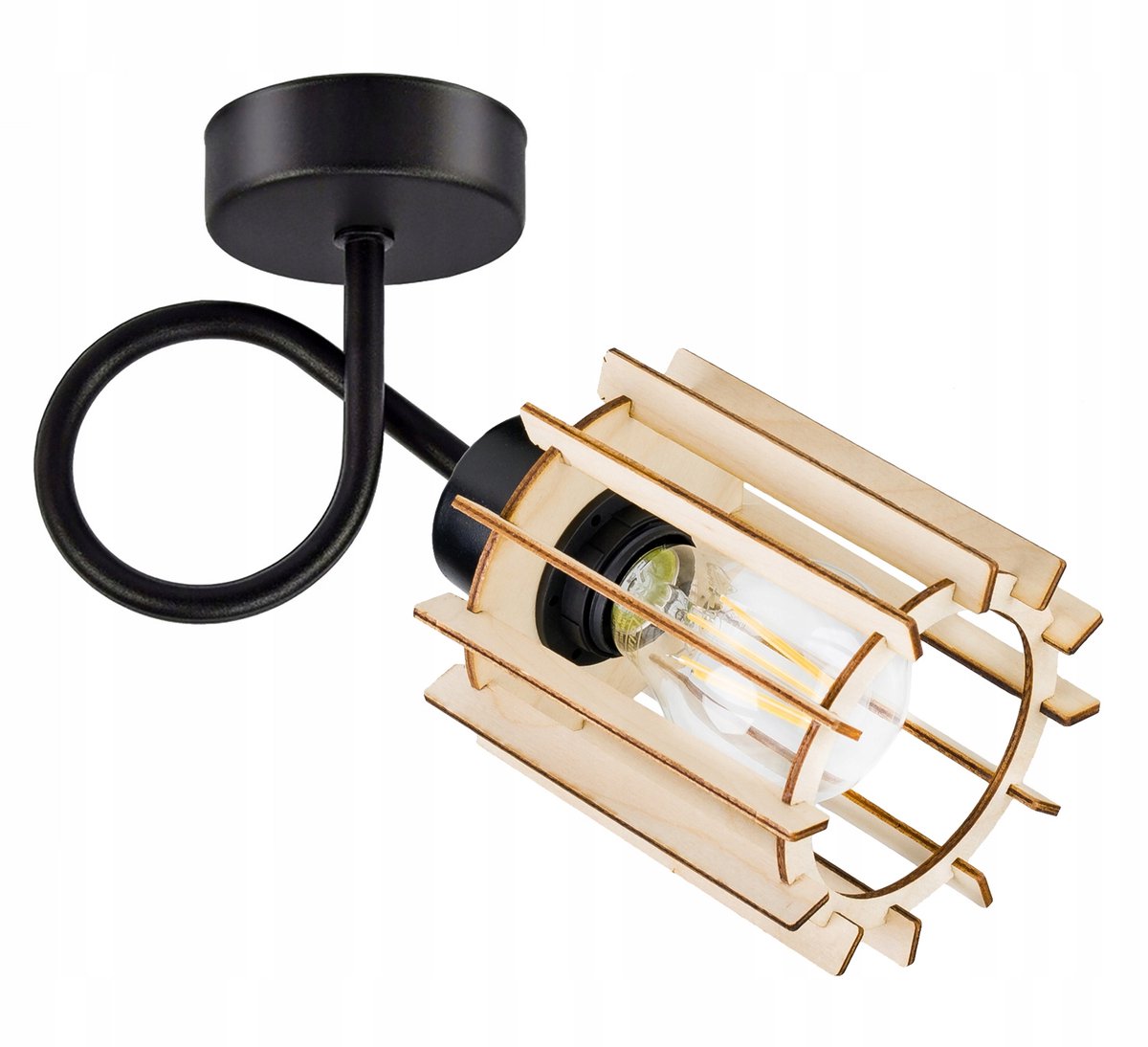 Wandlamp E27 Plafond met Houten Accent - Stijlvol Loft Design