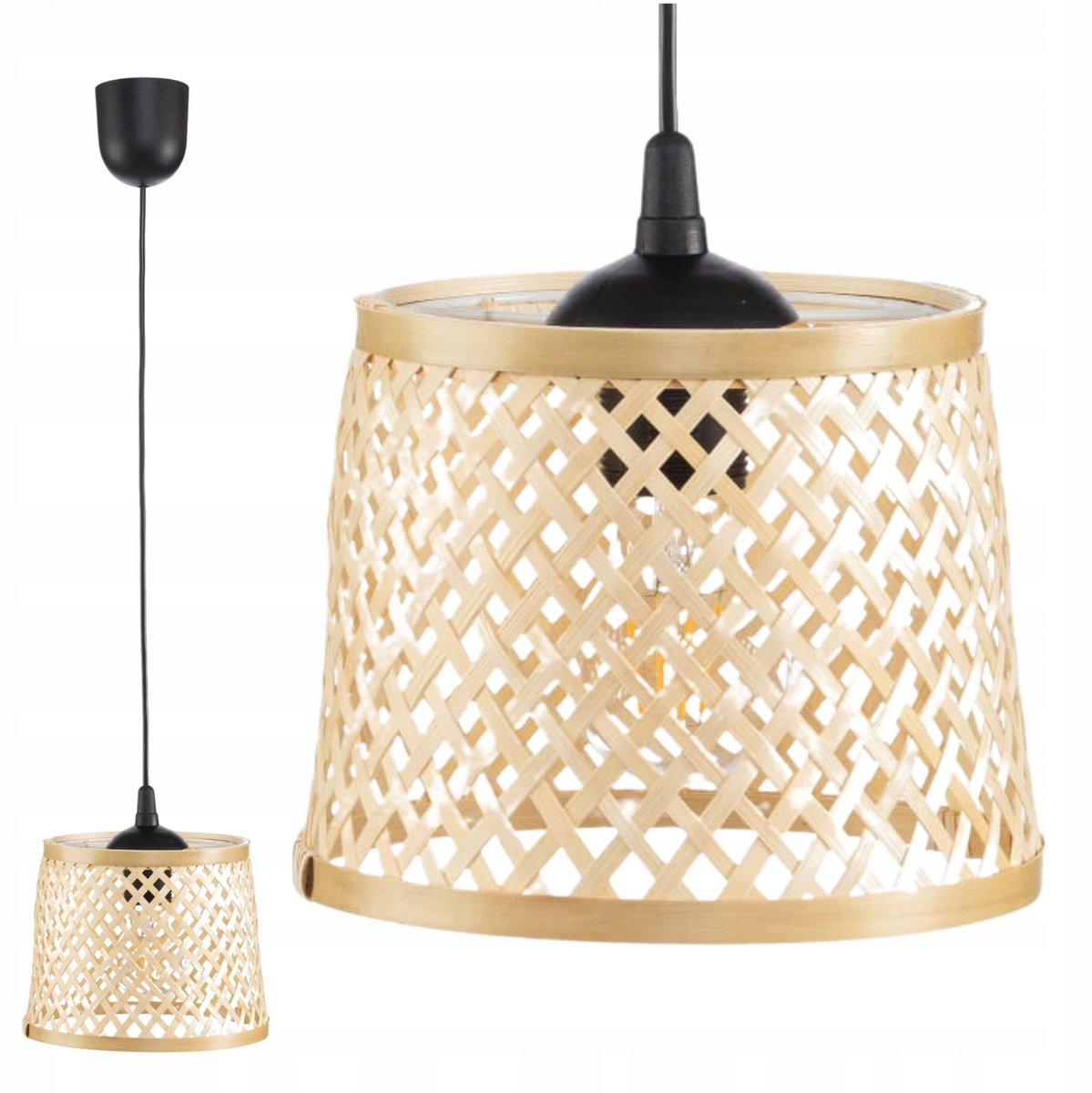 BOHO bamboe hanglamp cilinder TH2B 25cm - Natuurlijk en stijlvol