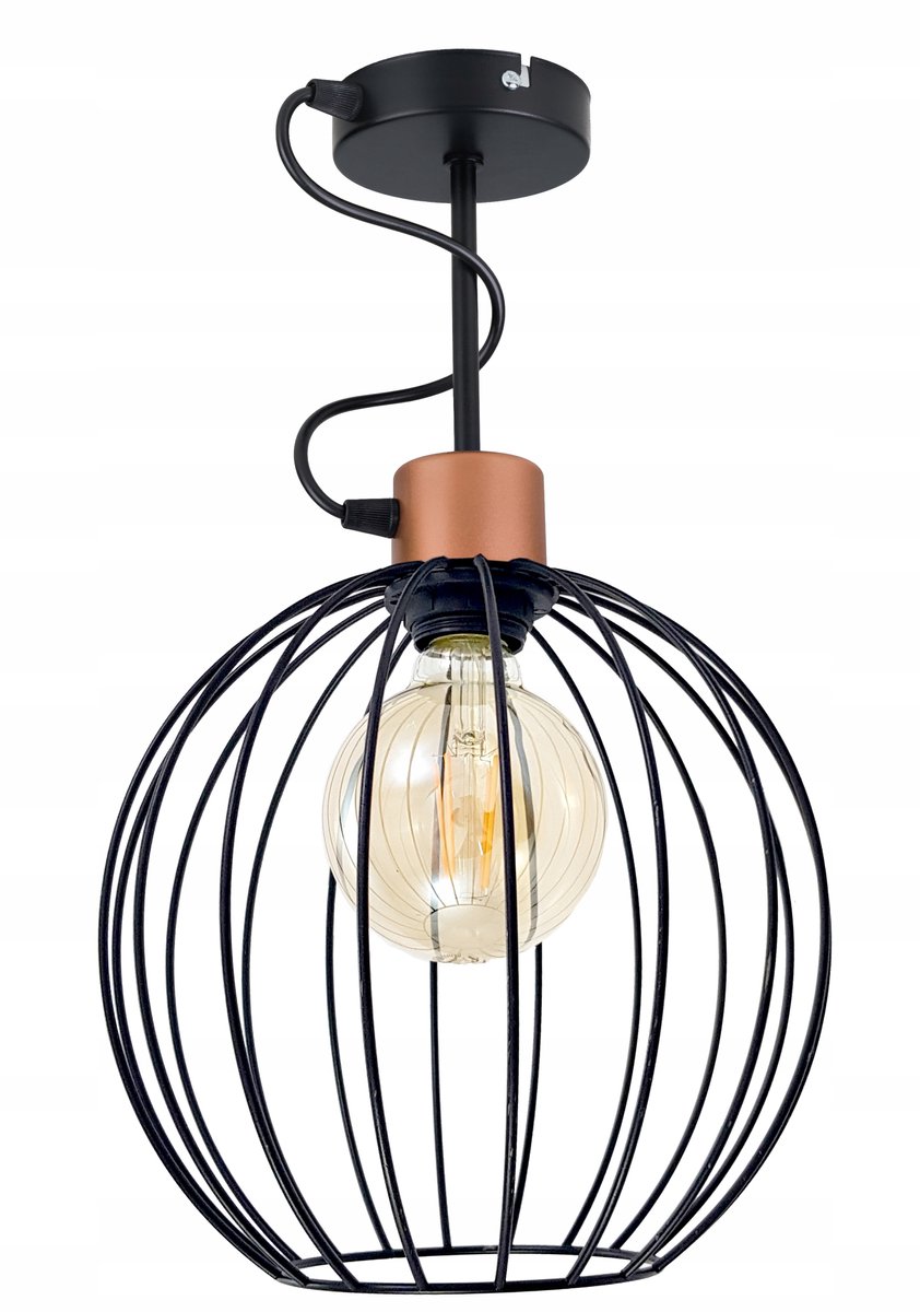 Hanglamp Loft Metala Draad Bol E27 Zwart Koper XL
