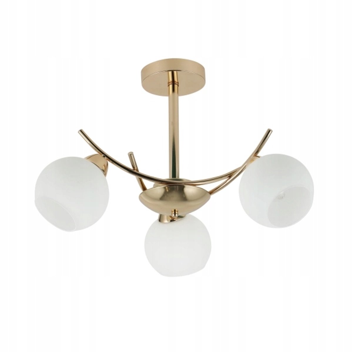 Gouden plafondlamp met witte kap, 3x E27 - AMOS