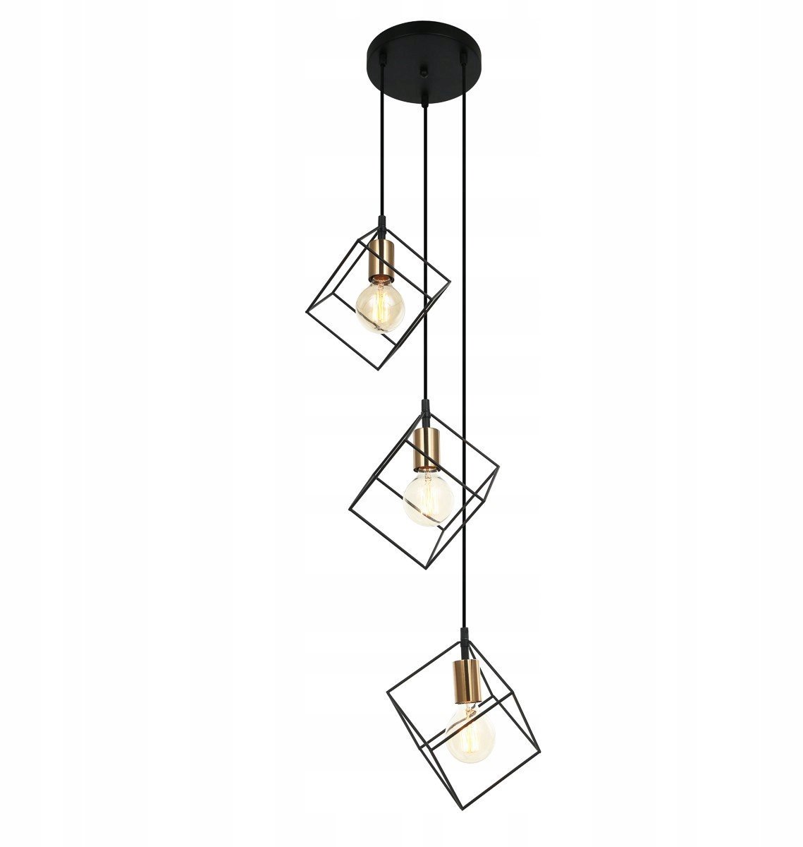 Morestel MDM-4244/3 BK+BRO Hanglamp - Zwart/Goud, 3xE27