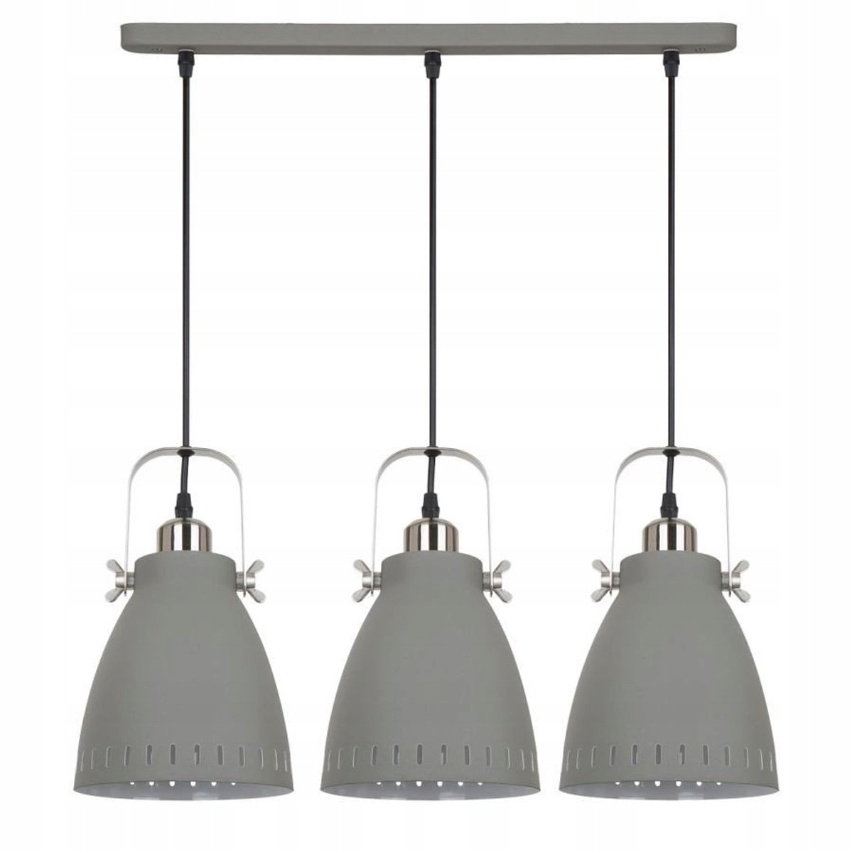 Italux Franklin Hanglamp - 3 lichtpunten, E27, Metaal, Grijs