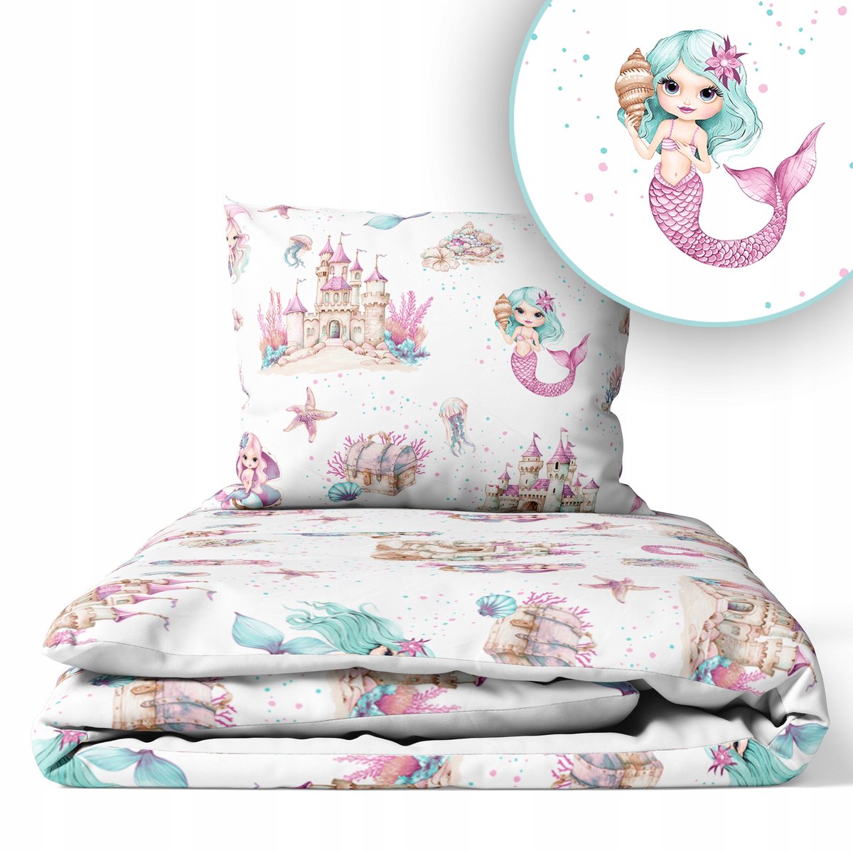 Kinderbeddengoed Set 90x120cm met Vulling - Zeemeermin