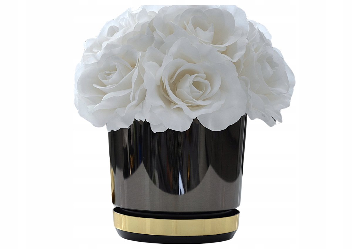 Moderne zwarte pot met gouden rand (18 cm) - Glamour Design