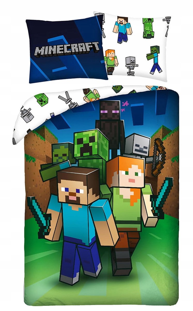 Minecraft Kinderbeddengoed 160x200 cm - Steve & Creeper
