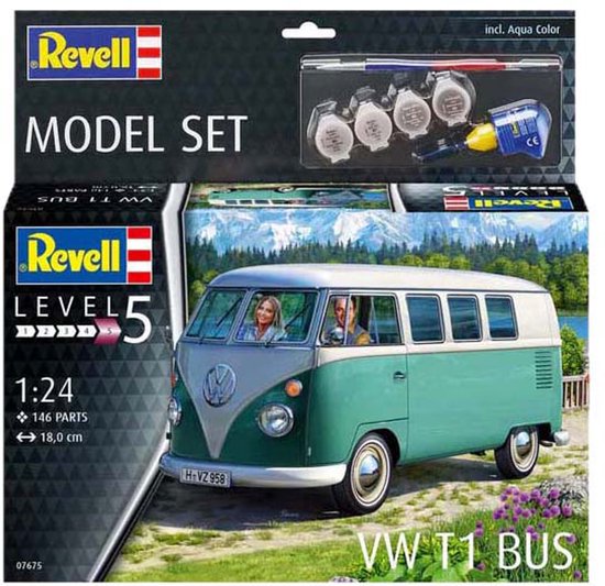Revell VW T1 Bus – Maquette 1/24, 146 Pièces, Niveau Expert (peinture Et Colle)