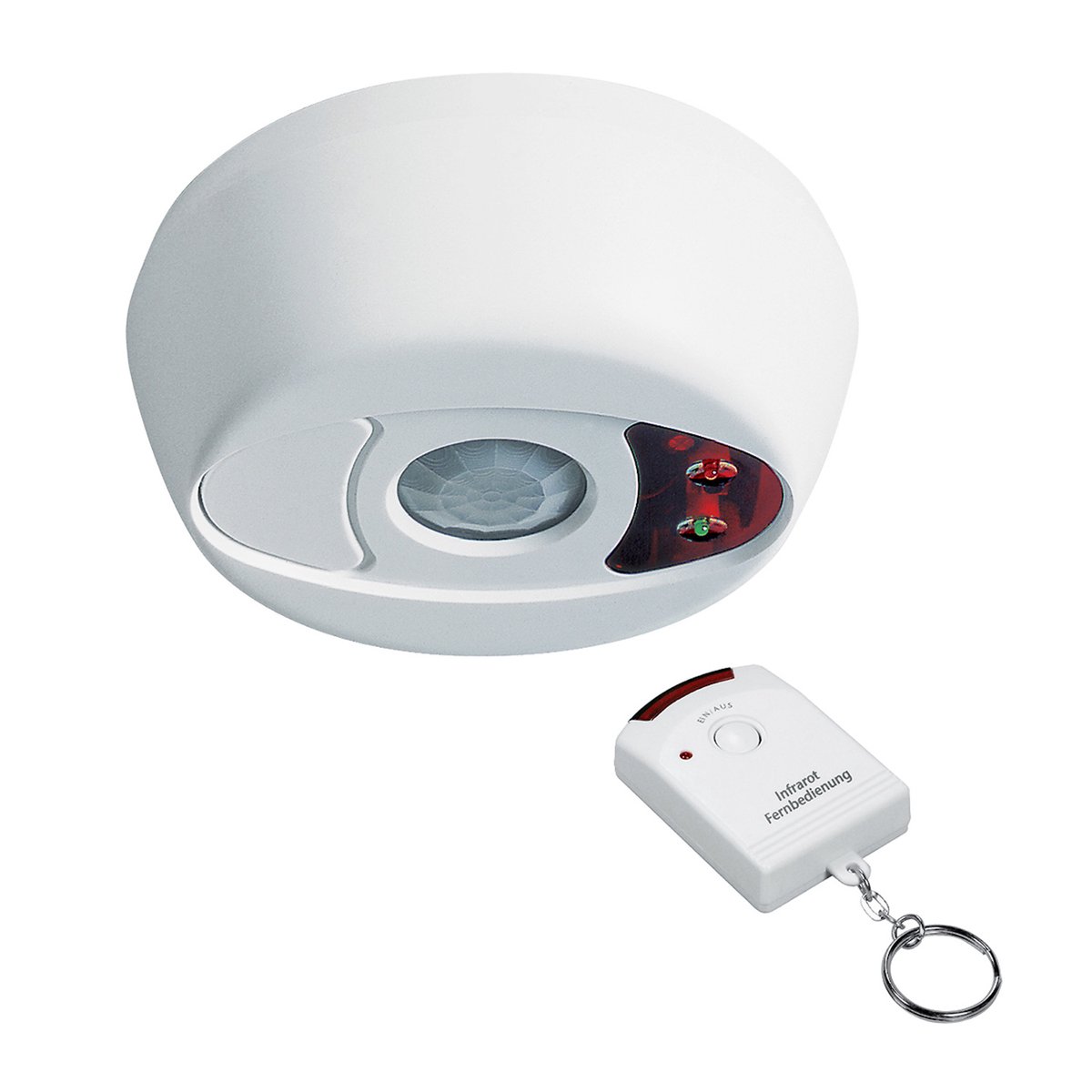 Plafondalarm met afstandsbediening - Centrale ruimtebeveiliging door plafondmontage - Detectiehoek 360° - Sirene 100 dB - Kleur: Wit - Afmetingen: 15,5 x 5,5 cm - 336041