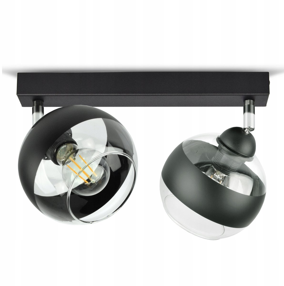 Zwarte Plafondlamp met Glazen Bollen, E27 Fitting, LED