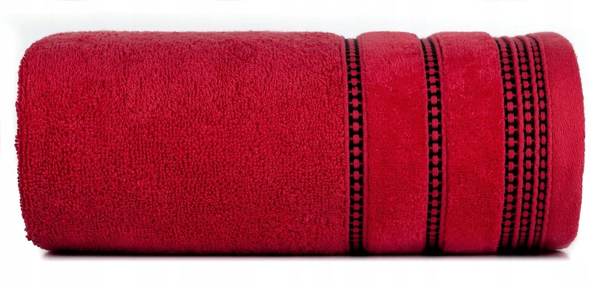 Amanda Handdoek 30x50 cm - Rood met Velours Borduursel