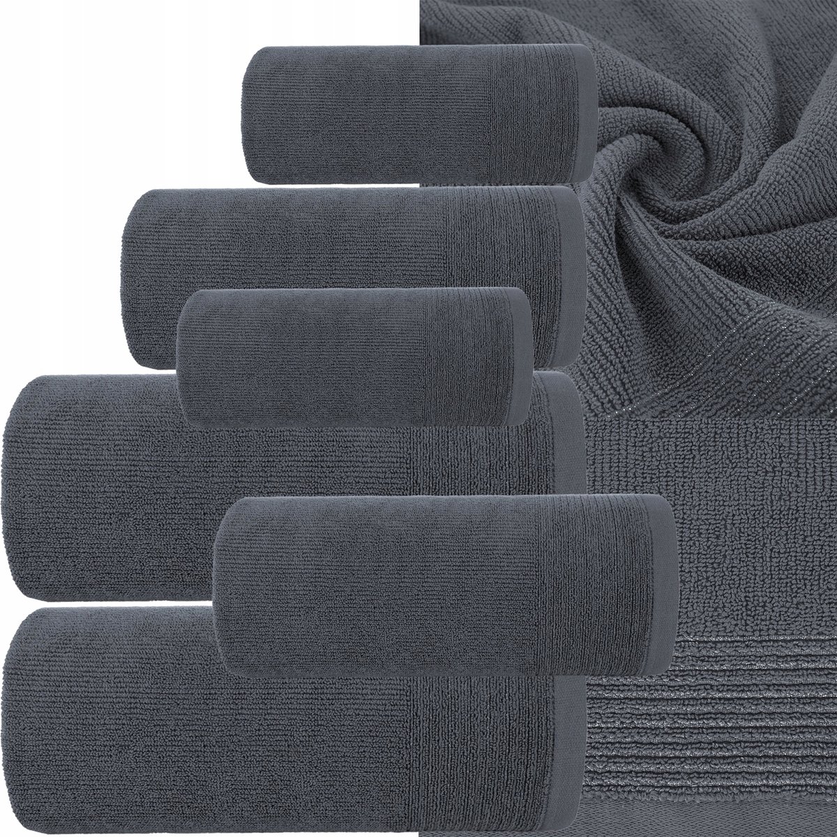 Luxe Katoenen Handdoekenset 6 Delig - 500g/m² - Staalgrijs