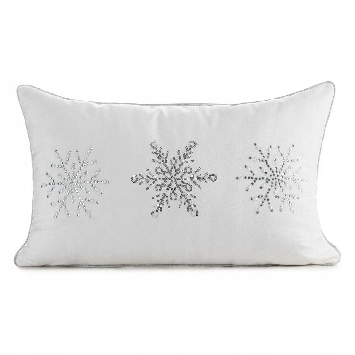 Kerst Sierkussenhoes 30x50 cm Ster Sneeuwvlok - Wit/Zilver