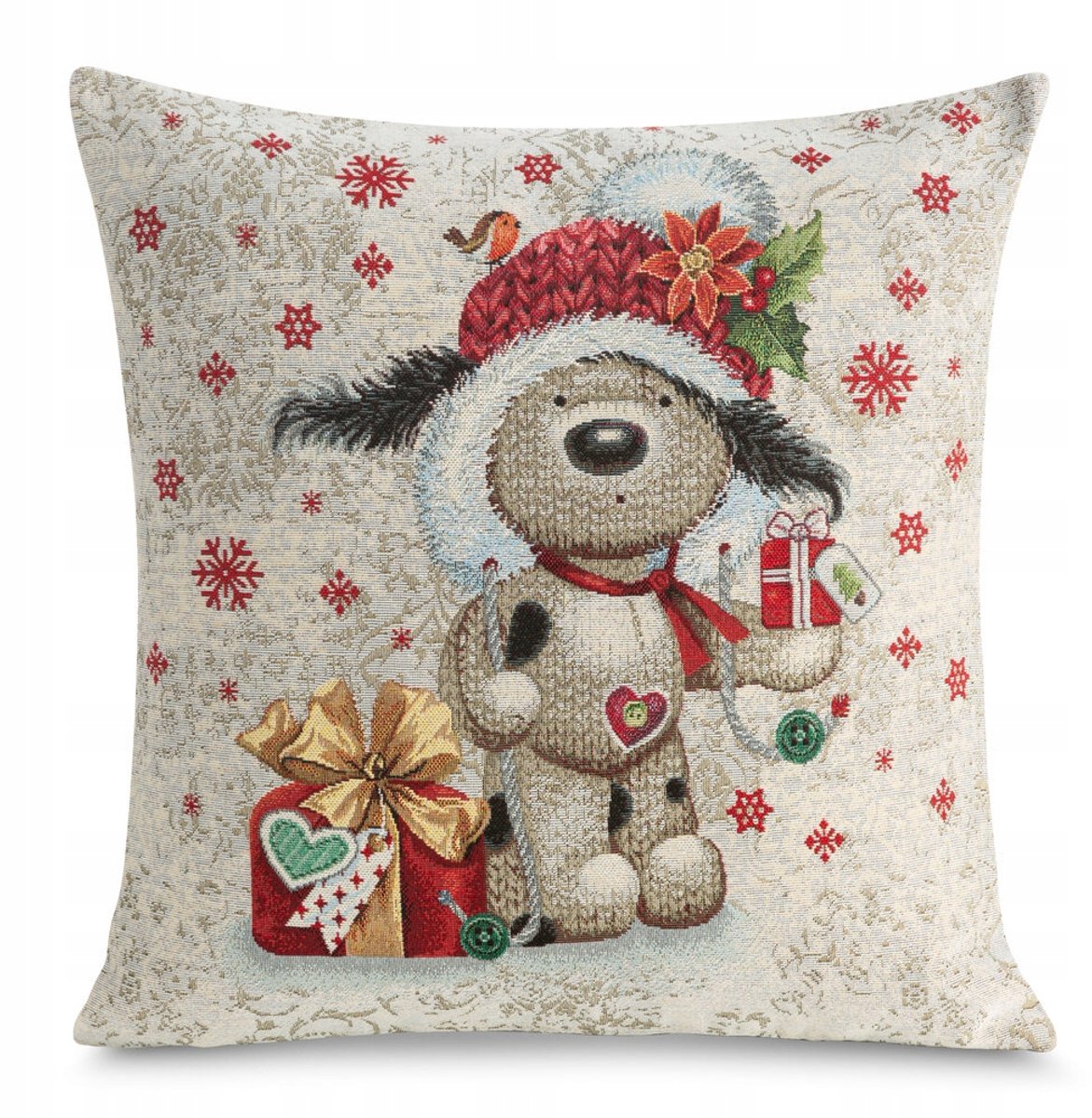 Kerst Sierkussenhoes Gobelin 45x45cm - Vrolijke Kerstbeer