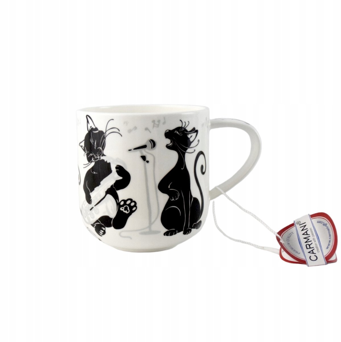 Carmani Mok Crazy Cats - 500ml Keramiek, Zwart-Wit