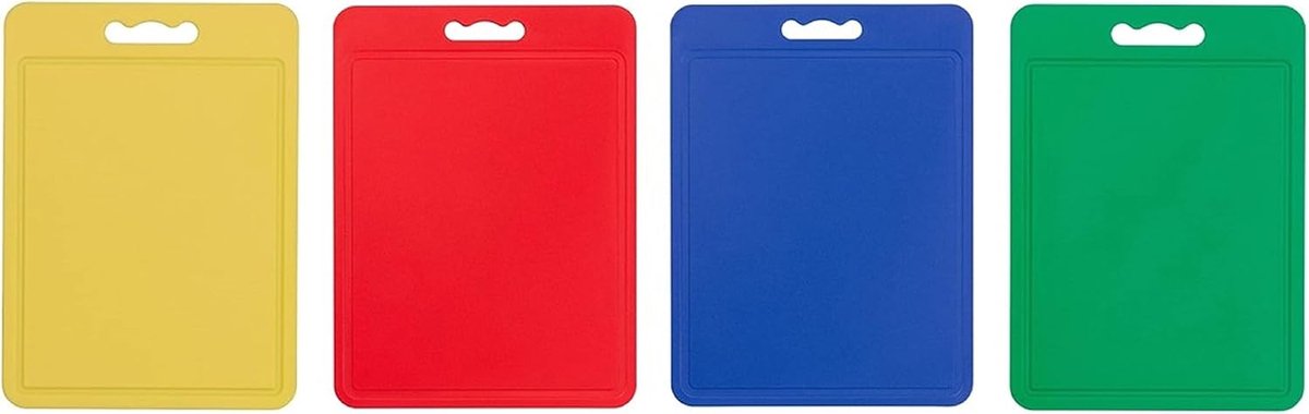 Set van 4 Kleurrijke Antislip Snijplanken - Multifunctioneel en Afwasmachinebestendig