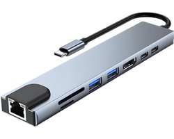 QTTVBTNA -8-in-1 USB C Hub – HDMI, Ethernet, 100W PD, SD/TF, USB A & C – Multiport Adapter voor Laptop