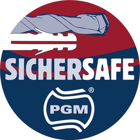 Logo 'Sichersafe PGM' met illustratie van een boor.