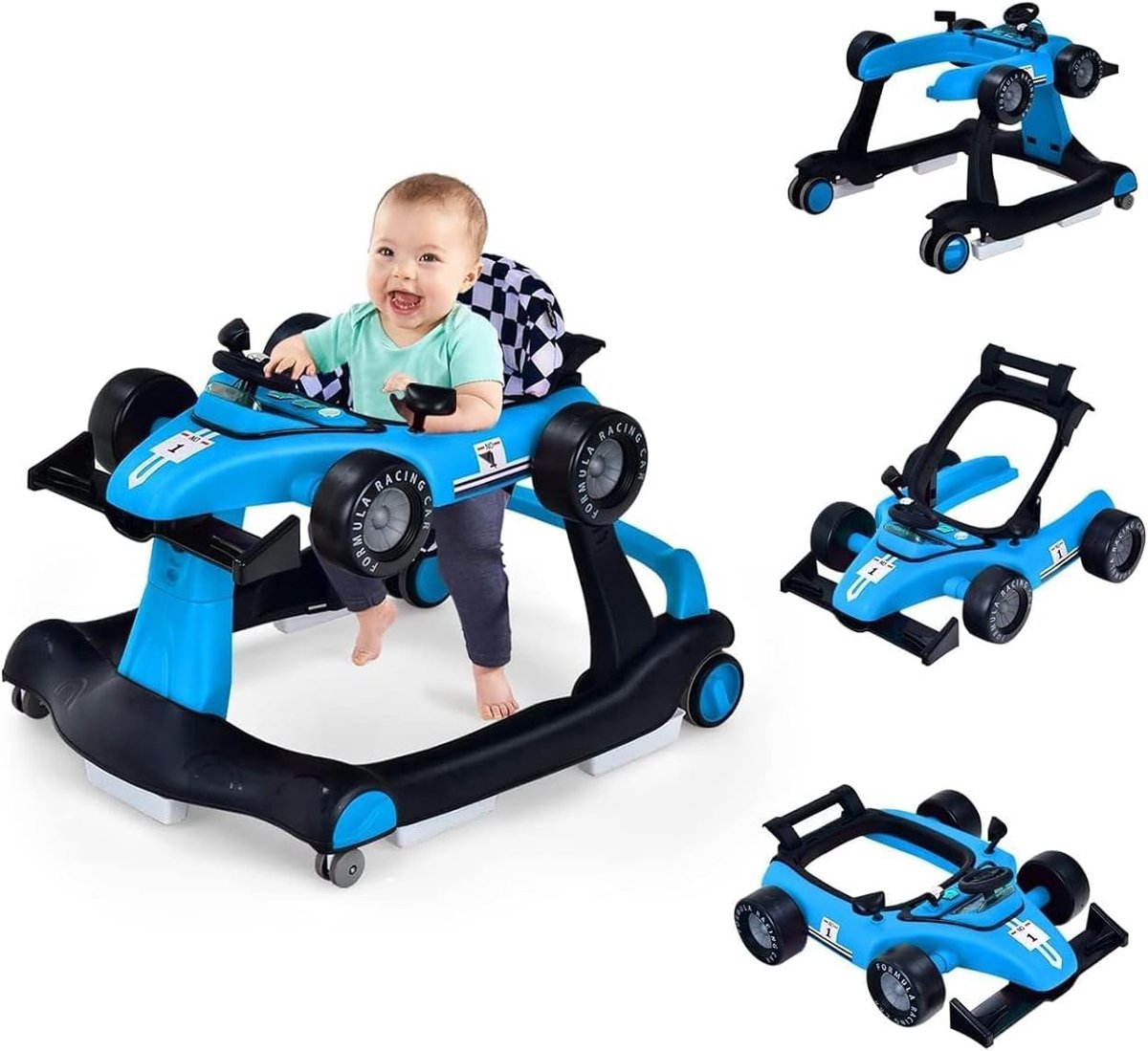 Image of 4-in-1 Loopwagen voor Baby's - Verstelbare Hoogte en Snelheid, Inklapbaar met Muziek en Licht