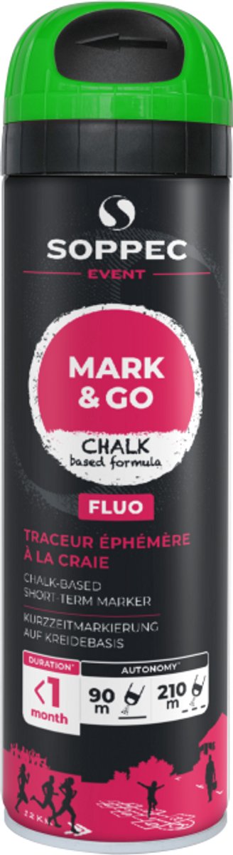 SOPPEC Mark & Go Tijdelijke Kalk Markeerspray Fluor Groen