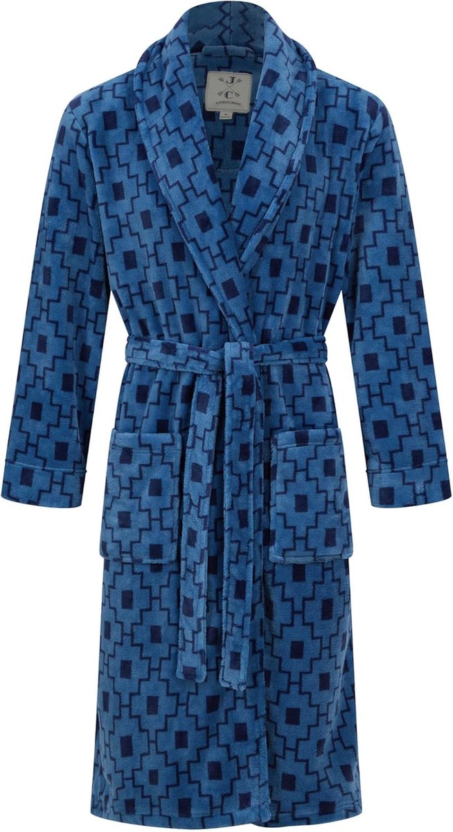 Fleece ochtendjas voor heren met geometrisch patroon