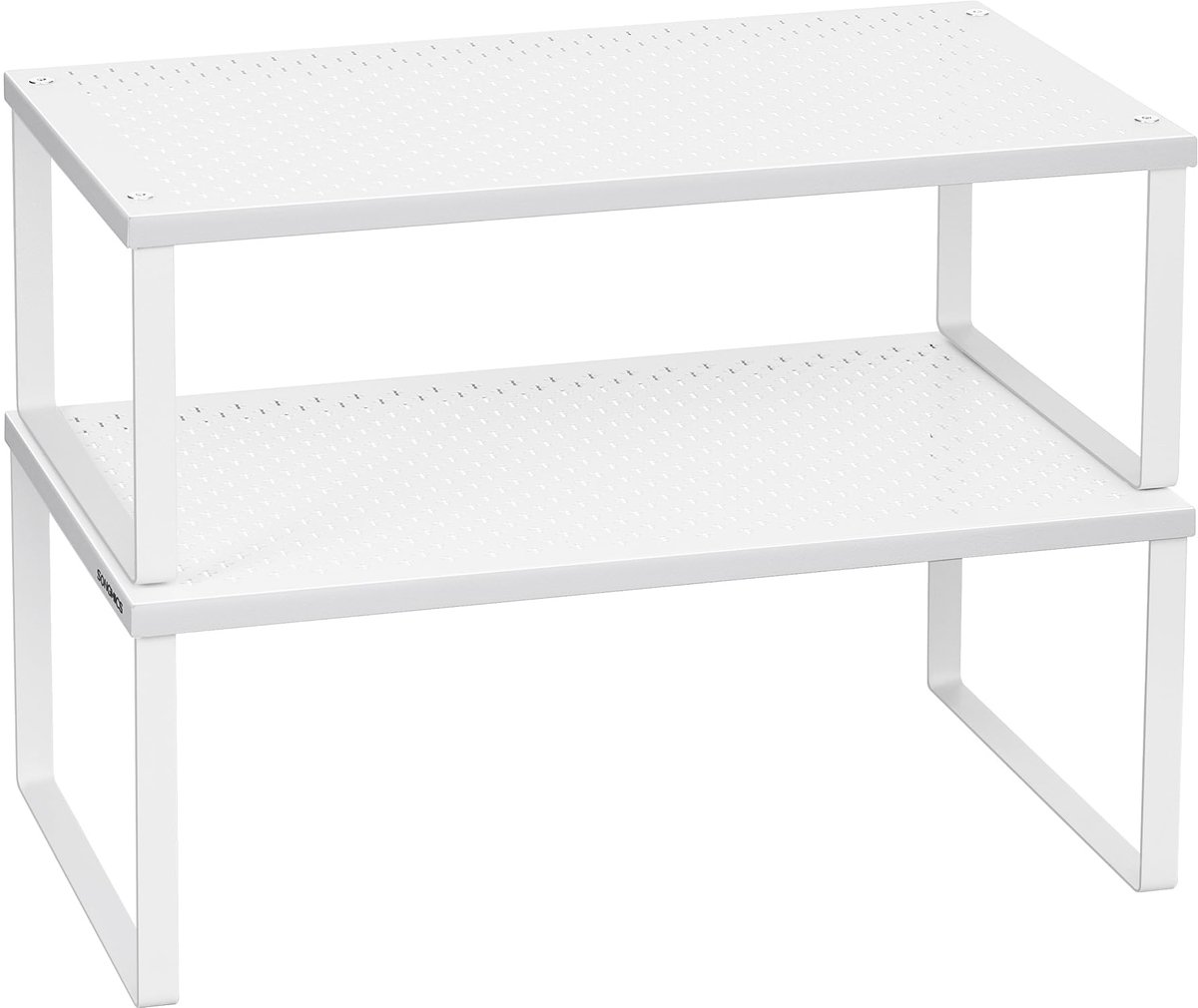 Ibenzoa® Uitbreidbare en stapelbare witte metalen keukenorganizer set van twee planken