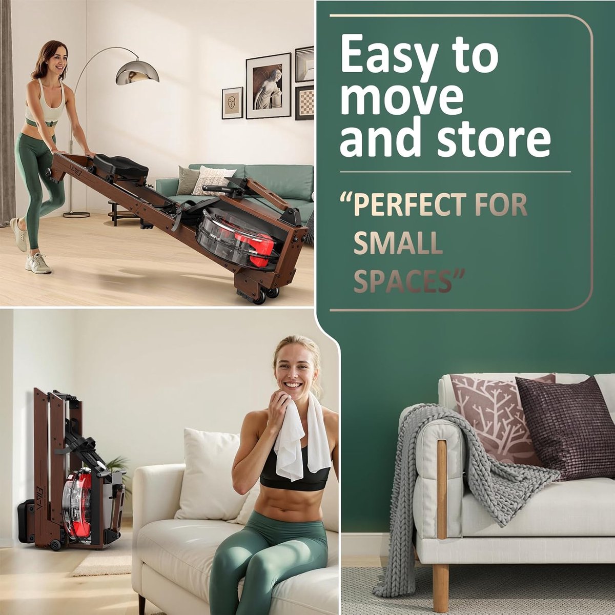 Roeitrainer Inklapbaar Houten Constructie Tot 175 kg - afbeelding 2