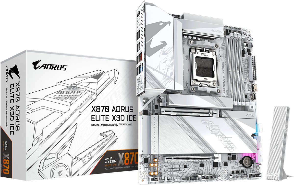 GIGABYTE X870 AORUS ELITE X3D ICE AMD X870 Socket AM5 ATX