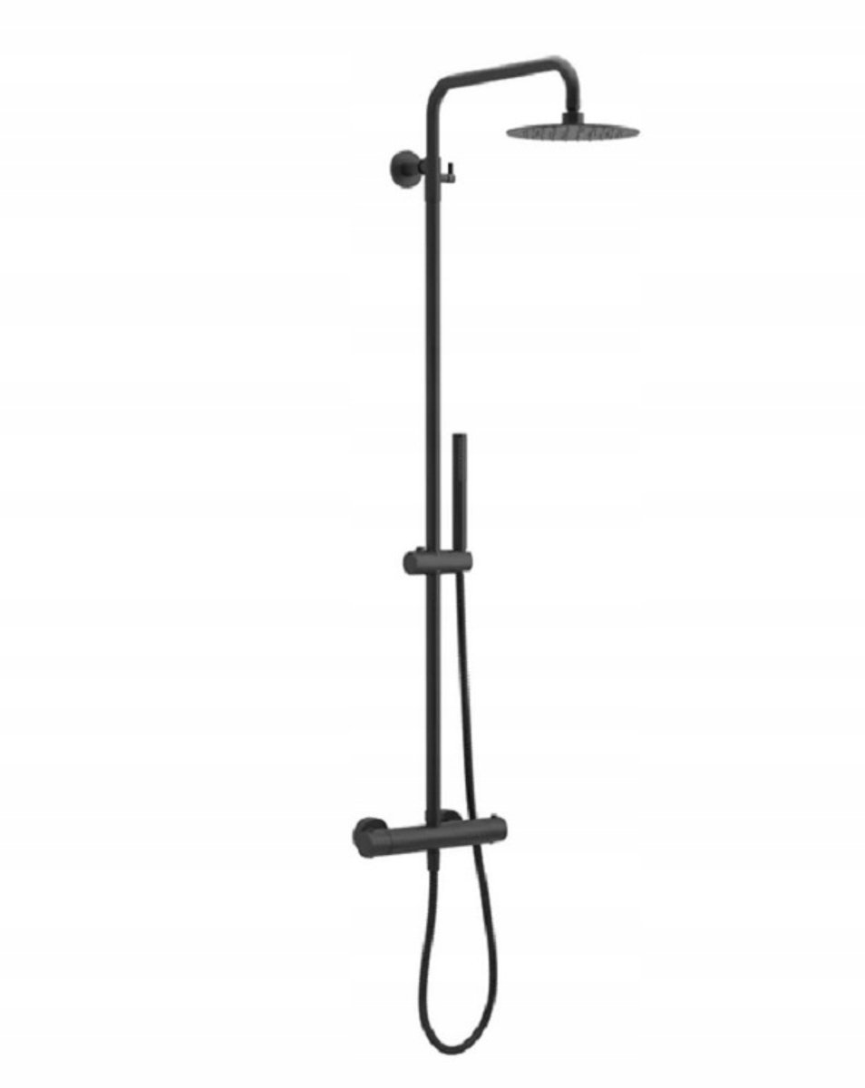 Excellent Rain Round Termo Doucheset Zwart met Thermostatische Kraan & 200mm Regendouche