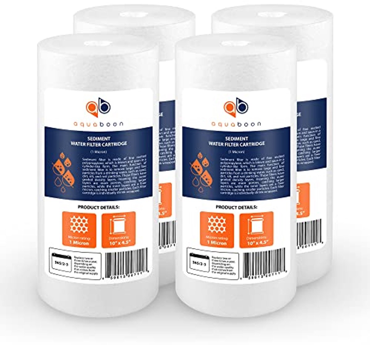1 Micron Waterfilter voor Heel Huis - 10 inch Sedimentfilter Vervangingscartridges - 4-Pack