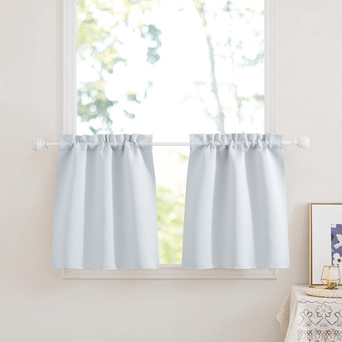 Unyqoos Moderne grijs-witte thermogordijnen set van 2 voor woonkamer en keuken grijs wit