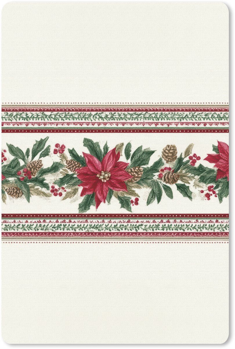 Muismat 18x27 cm - Mousepad Kerststrook - Poinsettia - Rood - Groen - Muismatten