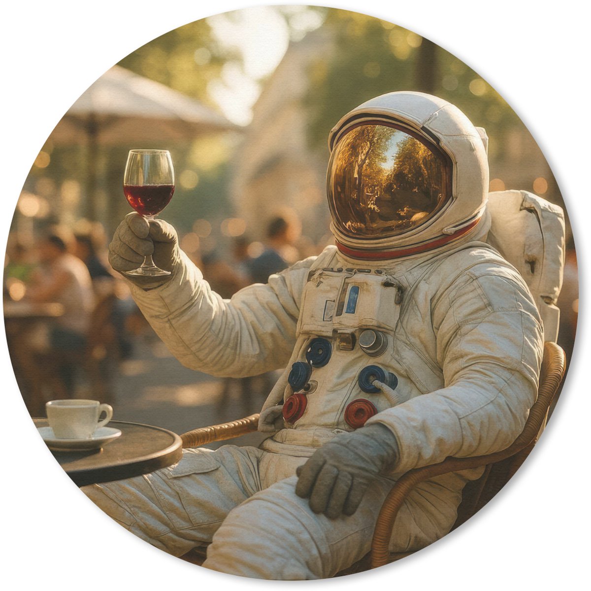 Muismat rond 30x30 cm - Mousepad Wijn - Rood - Terras - Koffie - Ronde muismatten