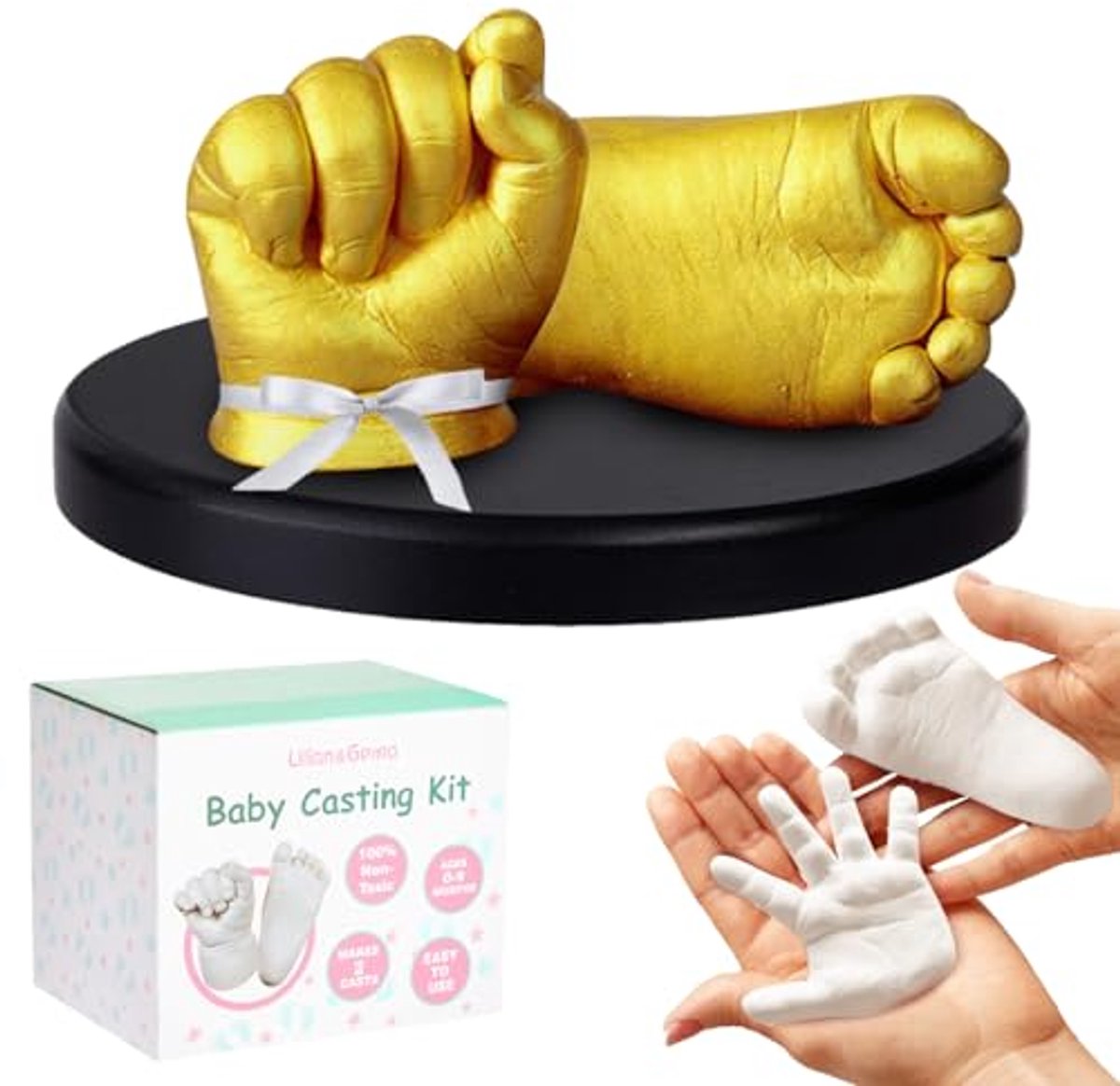 Set voor Babylijfafdrukken 0-6 Maanden – 3D Hand- en Voetafdrukken DIY Kit