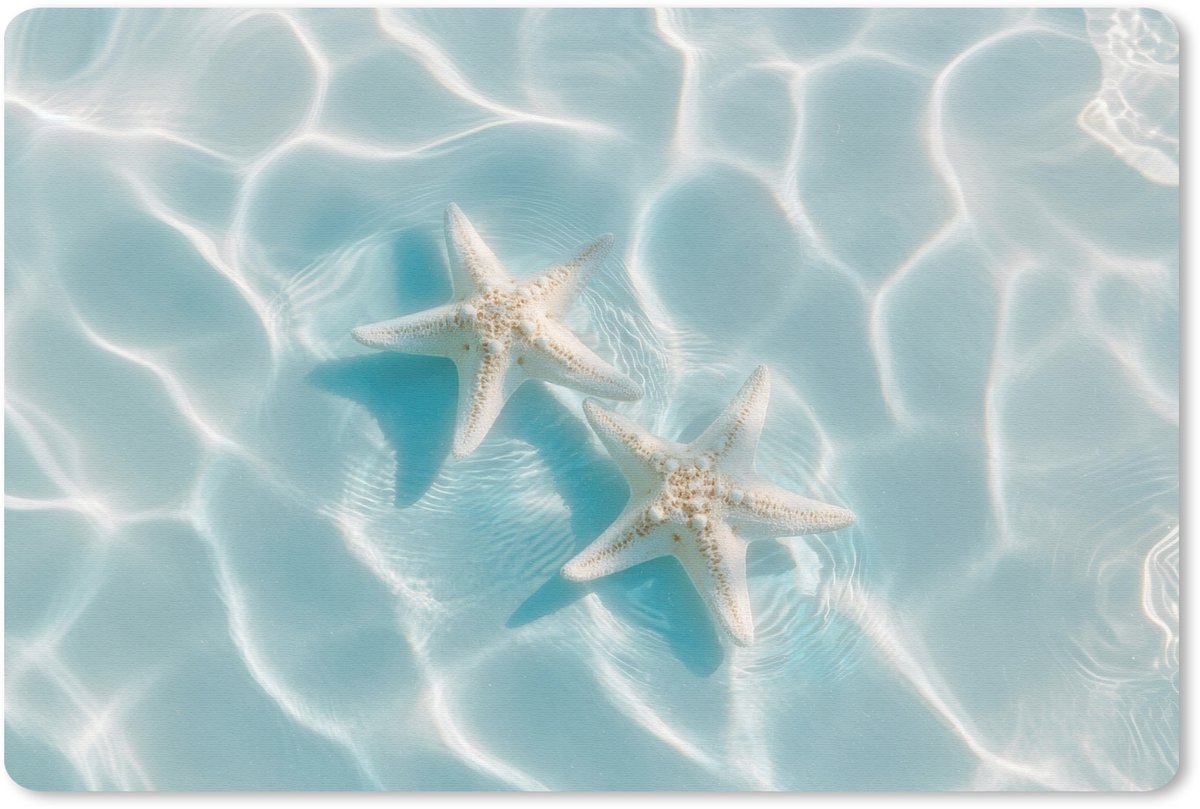 Muismat 27x18 cm - Mousepad Zeesterren - Golvend water - Rustgevend - Muismatten