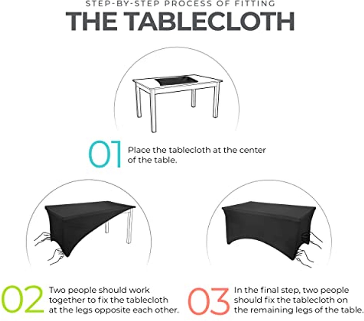 Stretch Tafelkleed 2 Pak Wit - Wasbaar en Krimpvrij - Perfect voor Evenementen en Feesten