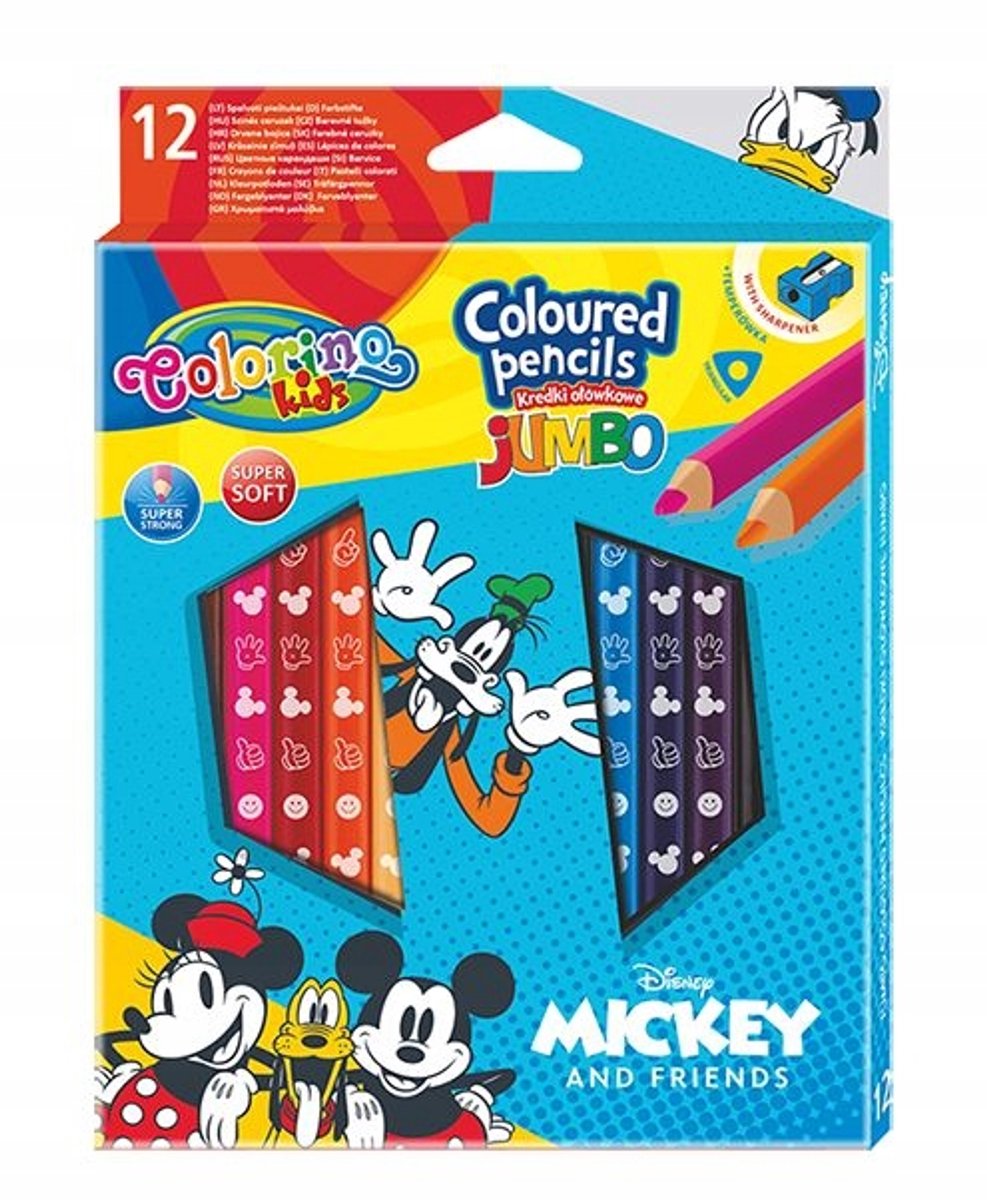 Colorino Kids Jumbo Driehoekige Kleurpotloden Mickey - 12 Kleuren