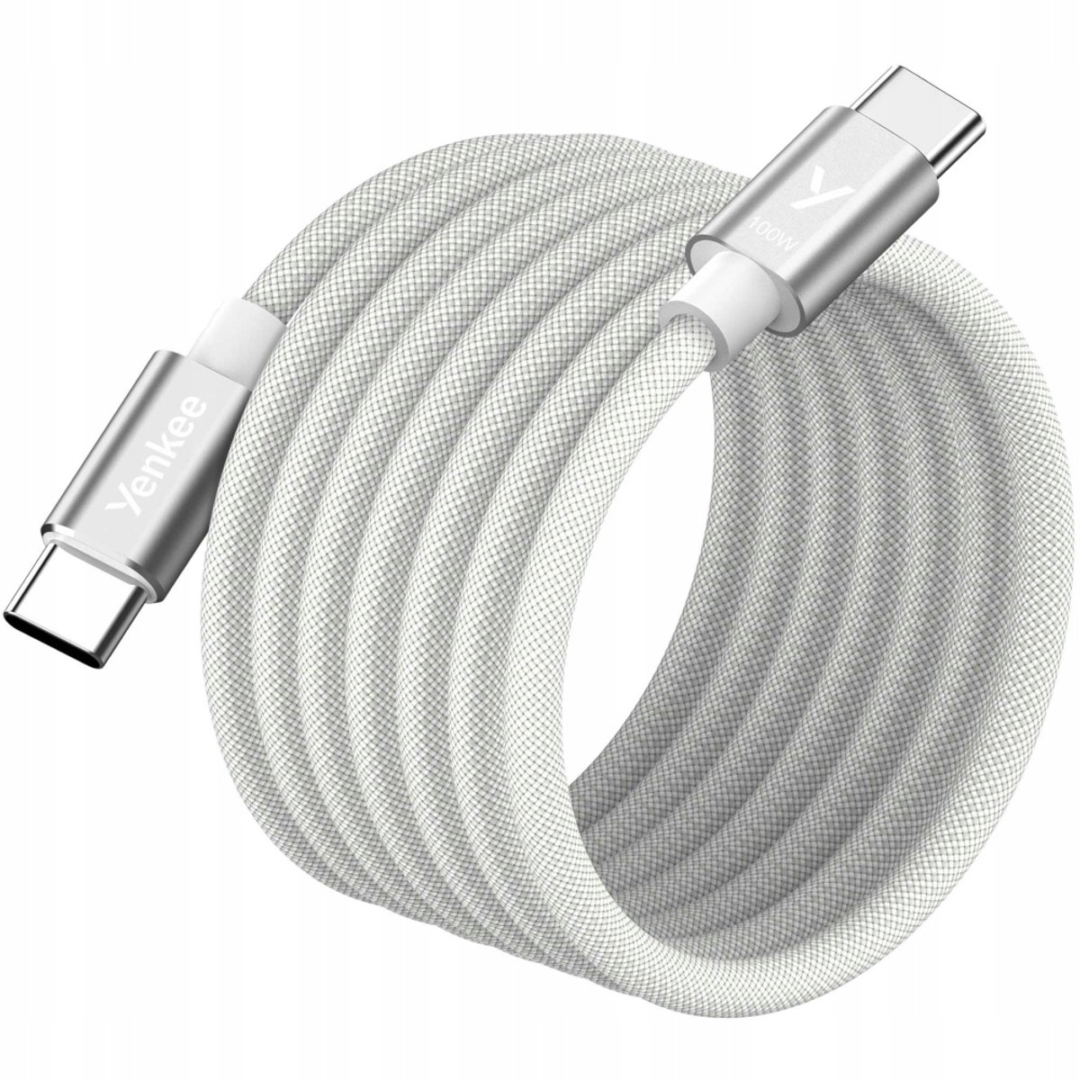Yenkee Magnetische USB-C Kabel 100W 1.5m Snel Laden Opwindbaar
