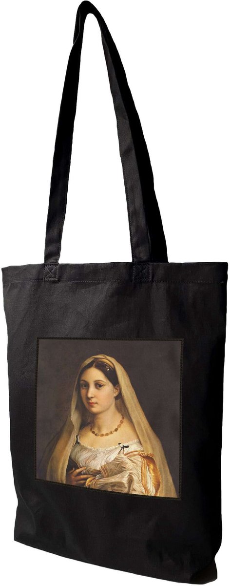 Shopper Tas met Portret Rafael Santi Print - Canvas 38x41cm