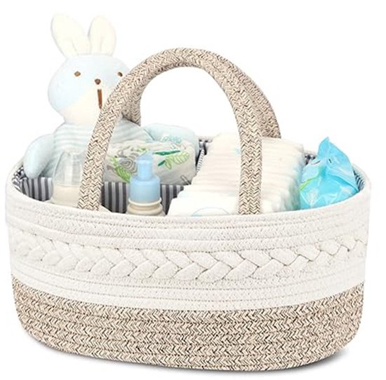Kraammand - Baby Mand - Met drie vakken - Babyshower - Kraamcadeau meisje of jongen - Mooi, praktisch en overzichtelijk